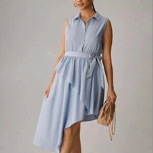 💙 Maeve by Anthropologie Asymmetrical Halter Midi Wrap Shirt Dress - Size 18W